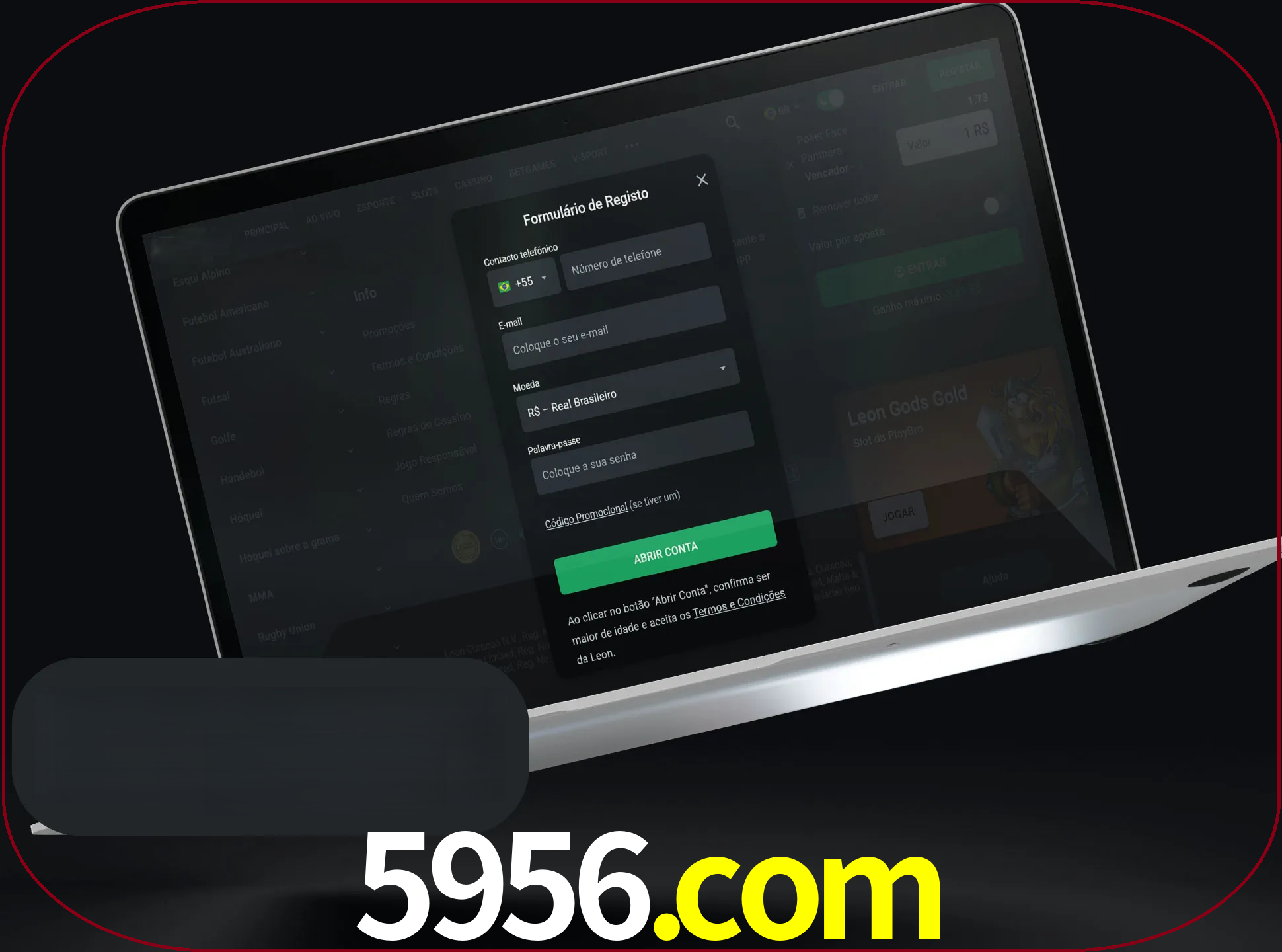 Abra o site da LeonBet e crie sua própria conta.