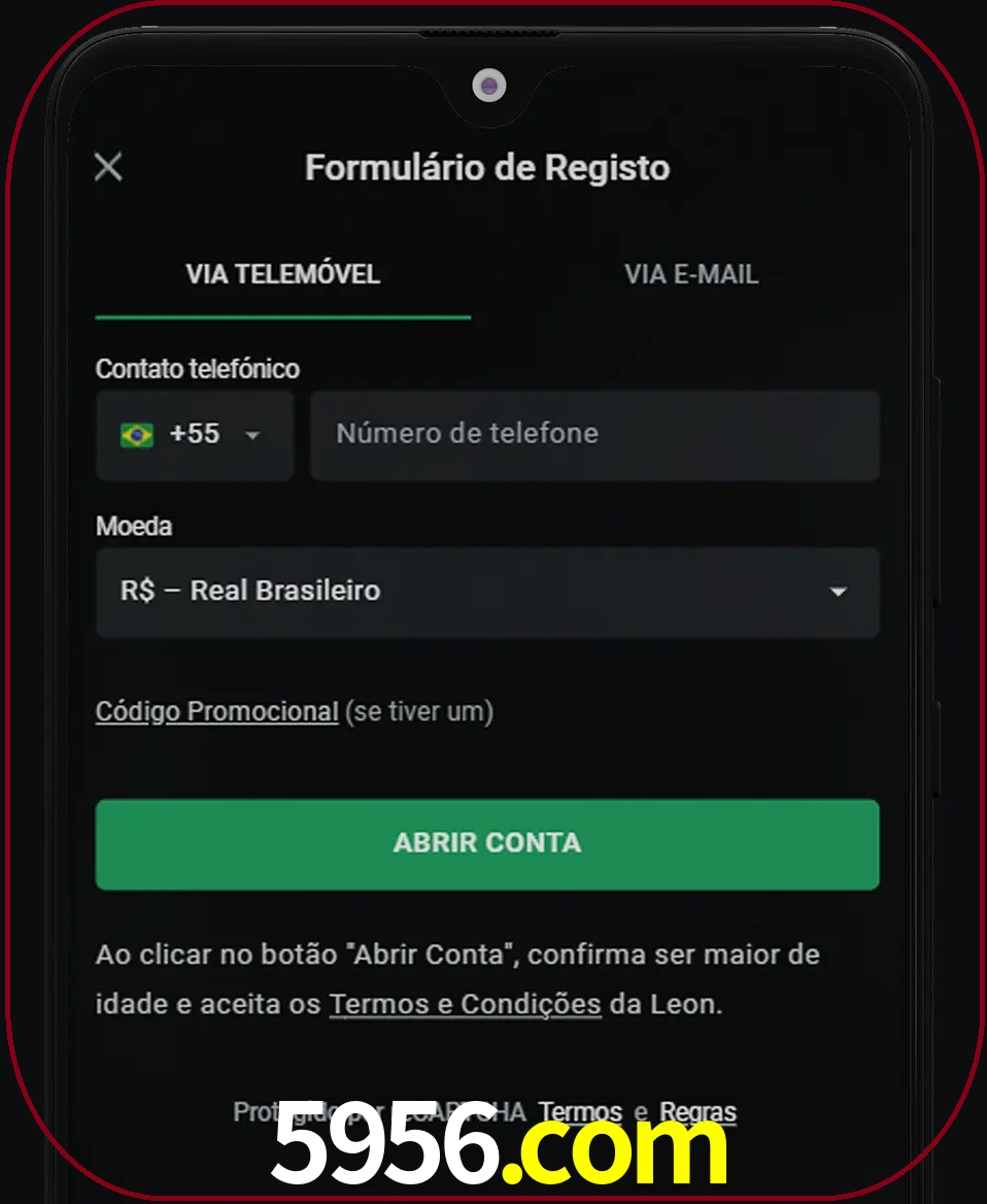 Abra o aplicativo e inicie o processo de registro.